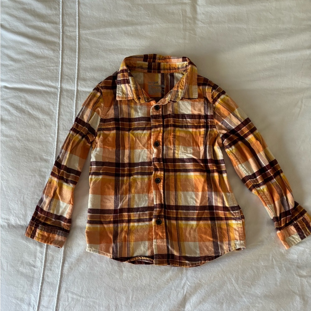 Cat & Jack boys plaid button down long sleeve size 5T